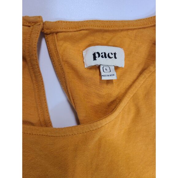 Pact The Portside Jumpsuit Large Organic Cotton Linen Wide Leg Mustard Orange - Picture 4 of 7